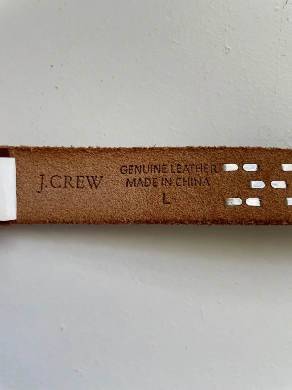 Silver Tone Studded Brown Leather Skinny Belt Large J Crew Moto Biker Casual - Picture 8 of 9